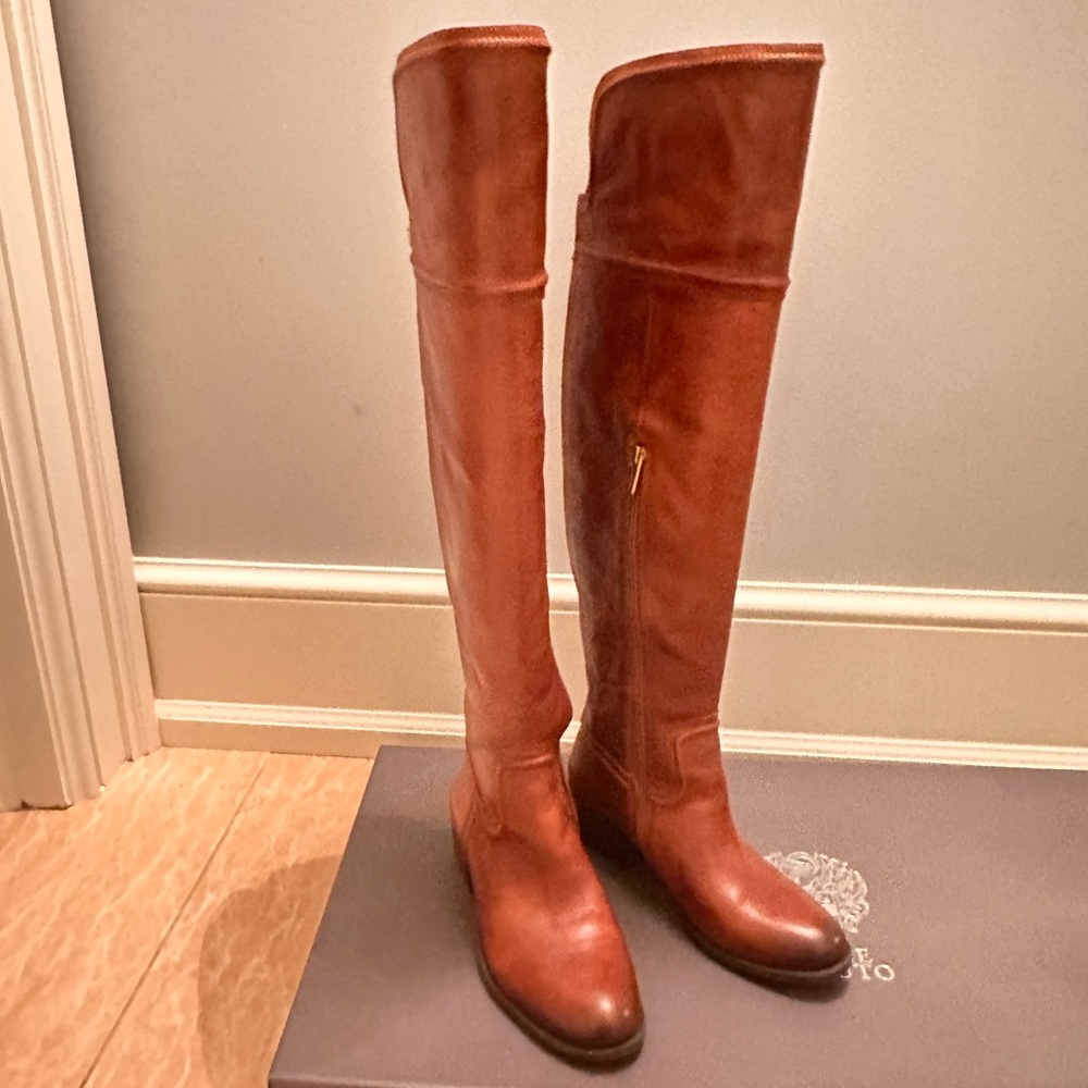 Brown leather boots knee high size 6.5 Vince Camuto over the knee tall boots!